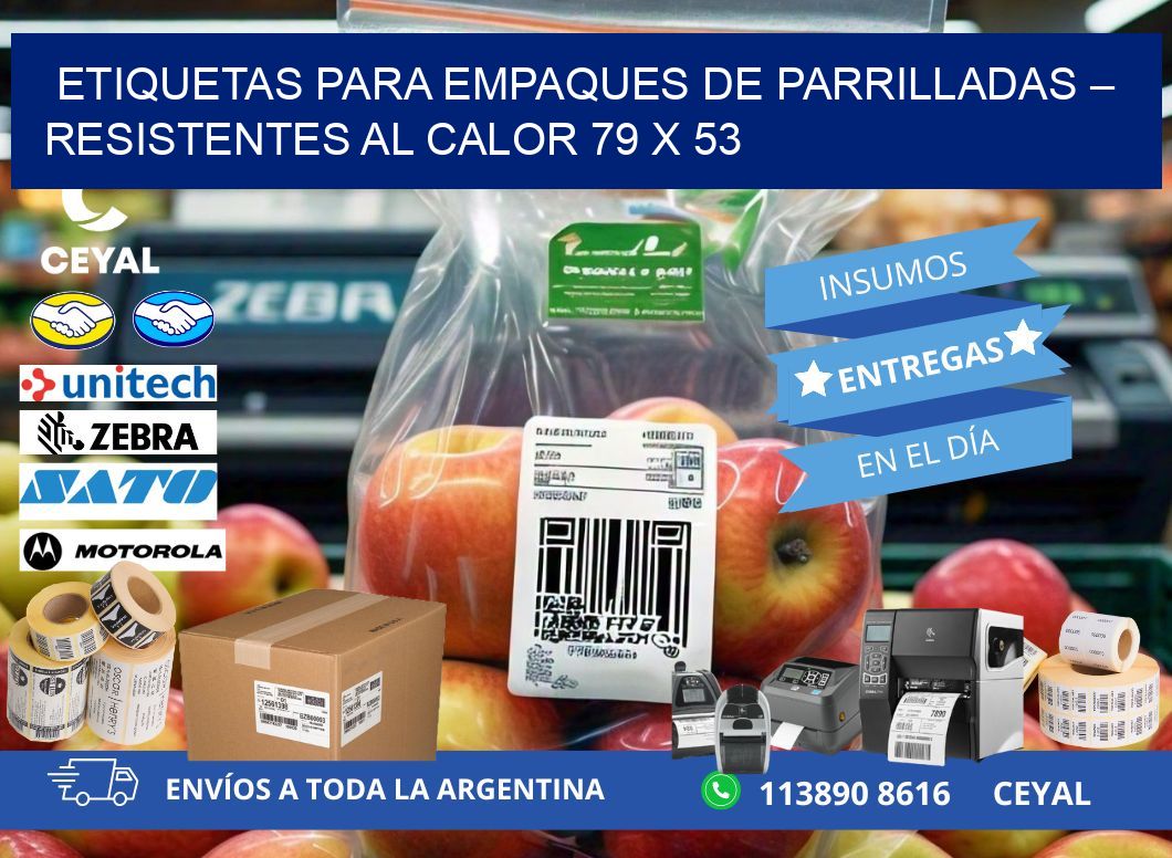 Etiquetas para empaques de parrilladas – Resistentes al calor 79 x 53