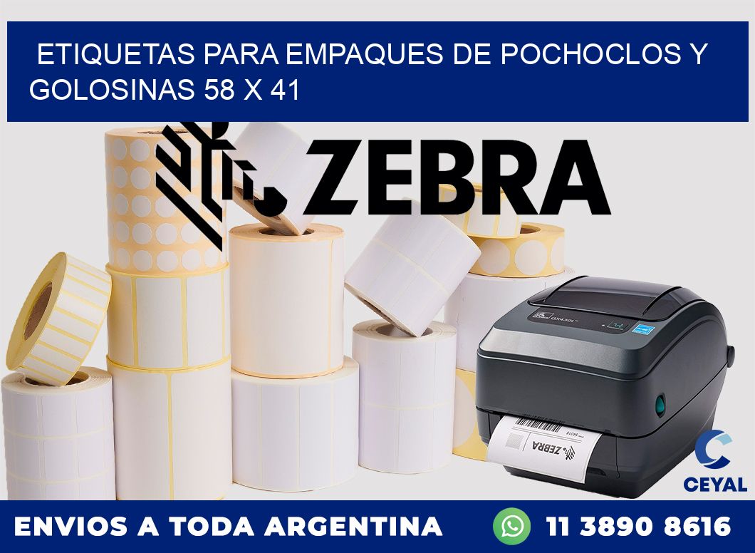 Etiquetas para empaques de pochoclos y golosinas 58 x 41