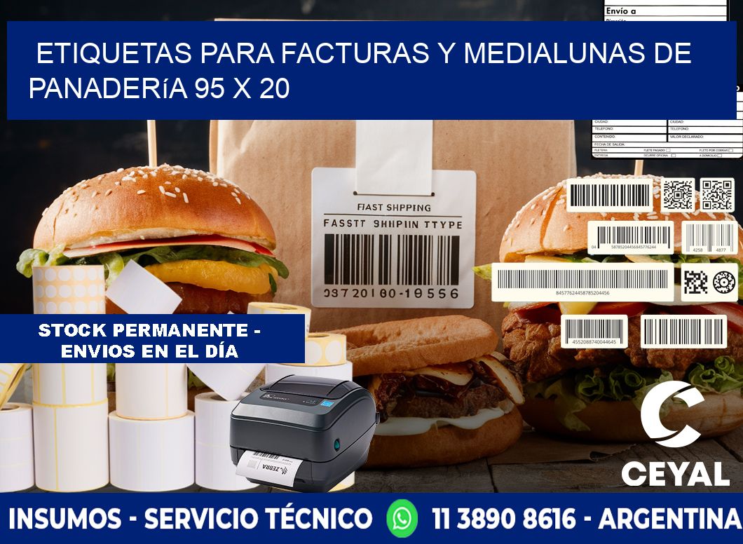 Etiquetas para facturas y medialunas de panadería 95 x 20