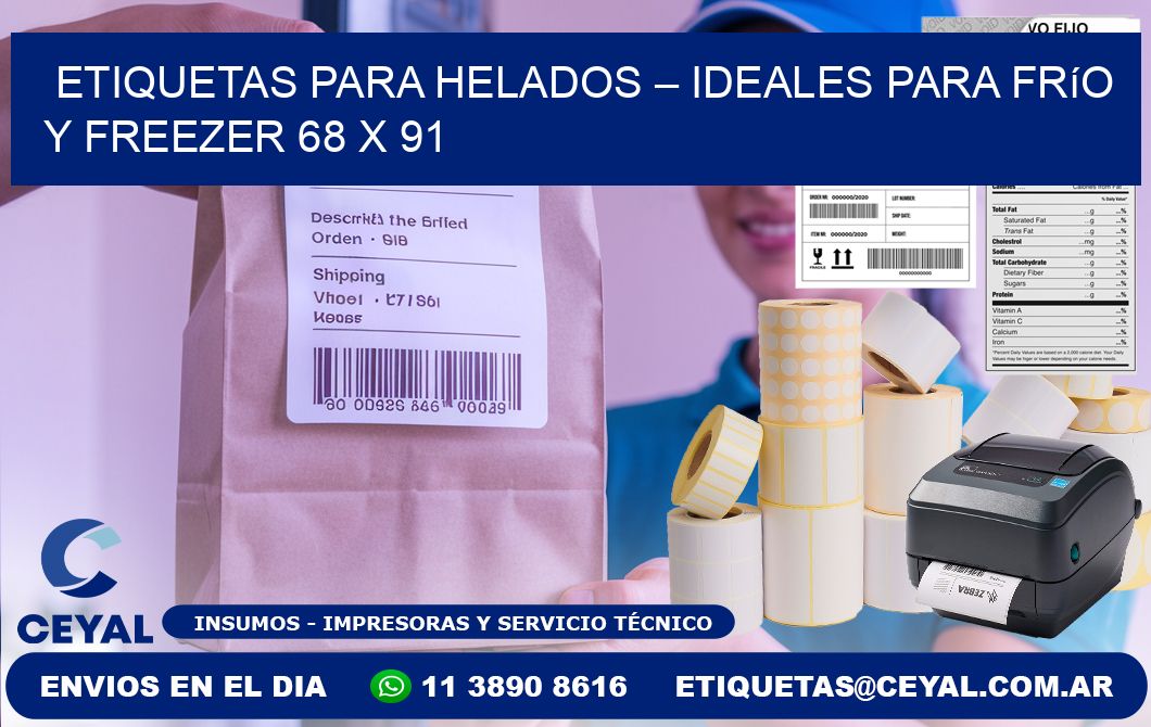 Etiquetas para helados – Ideales para frío y freezer 68 x 91