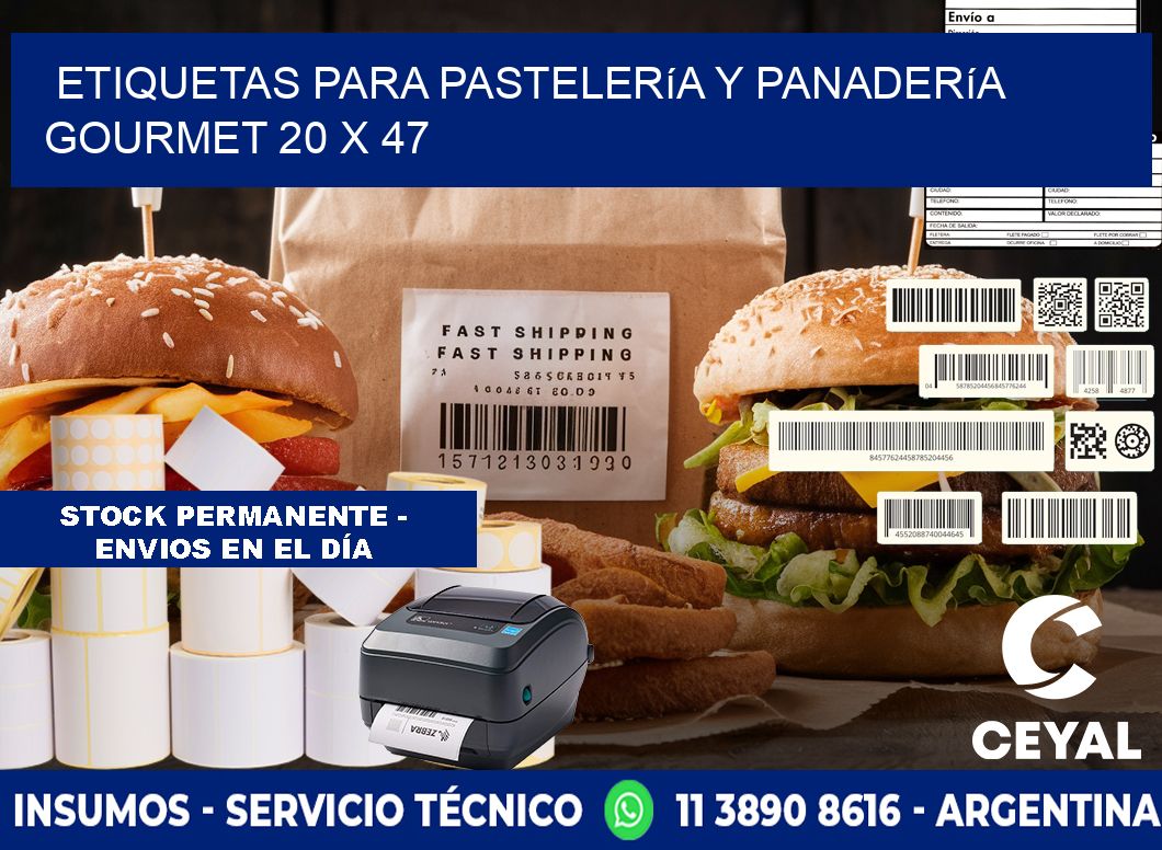 Etiquetas para pastelería y panadería gourmet 20 x 47