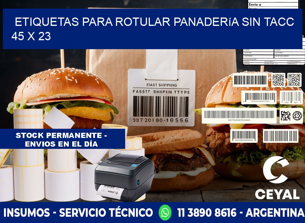 Etiquetas para rotular panadería sin TACC 45 x 23