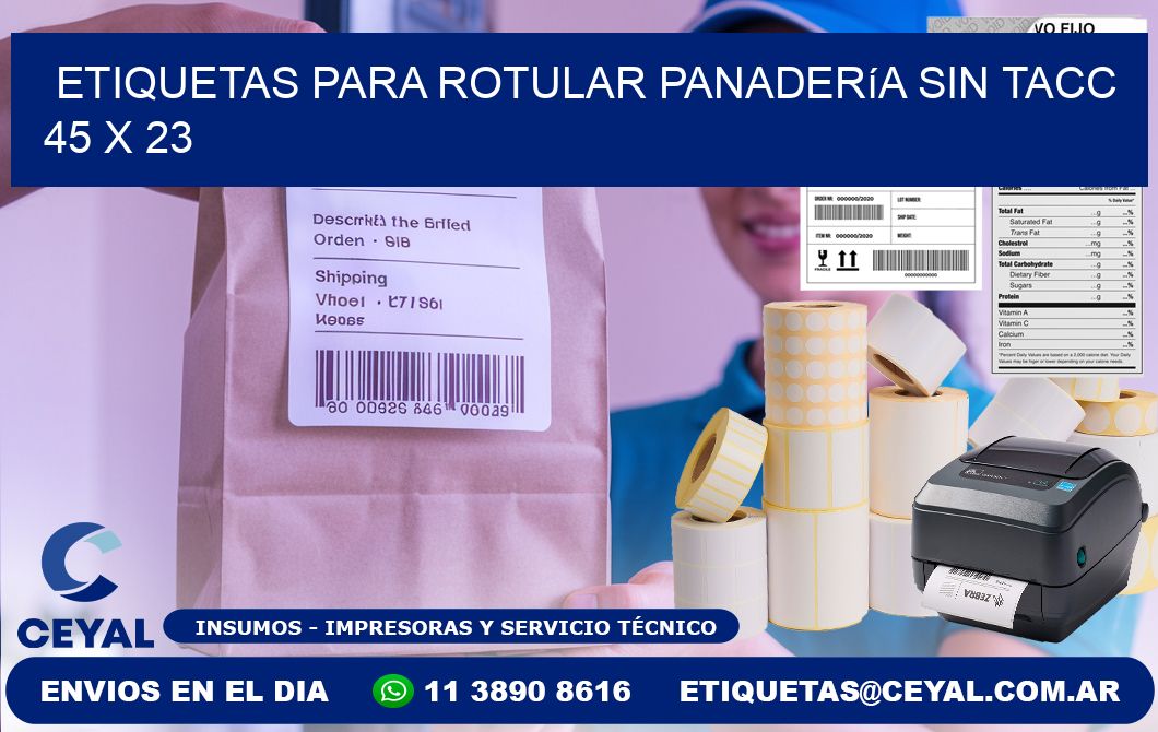 Etiquetas para rotular panadería sin TACC 45 x 23