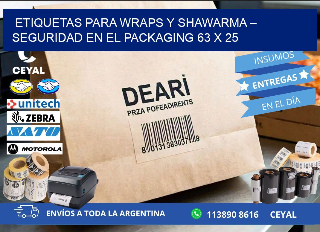 Etiquetas para wraps y shawarma – Seguridad en el packaging 63 x 25