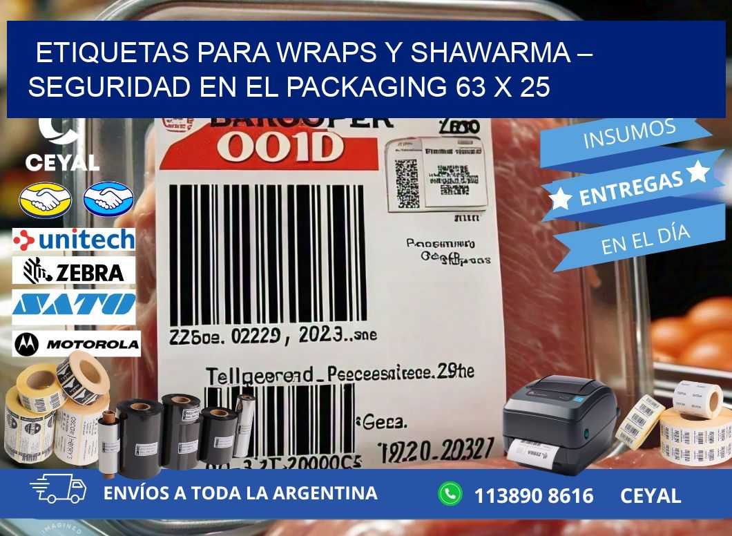 Etiquetas para wraps y shawarma – Seguridad en el packaging 63 x 25