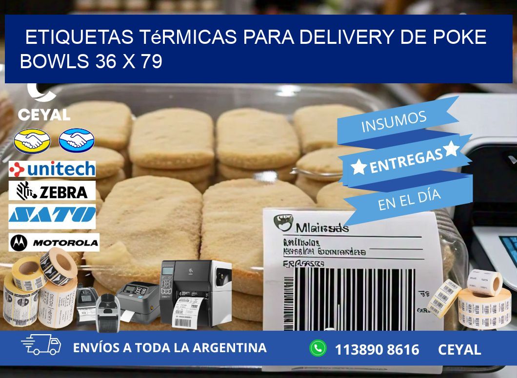 Etiquetas térmicas para delivery de poke bowls 36 x 79