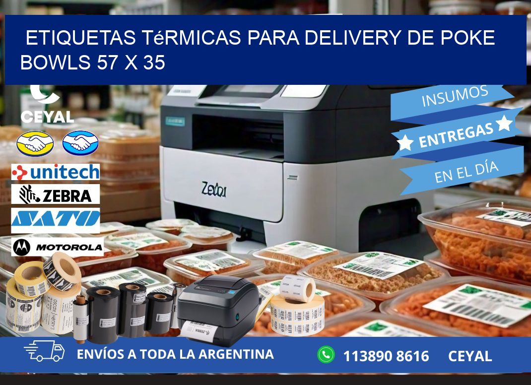 Etiquetas térmicas para delivery de poke bowls 57 x 35