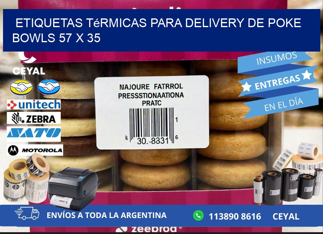 Etiquetas térmicas para delivery de poke bowls 57 x 35