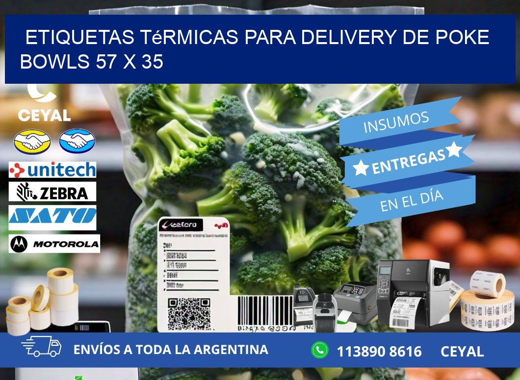 Etiquetas térmicas para delivery de poke bowls 57 x 35