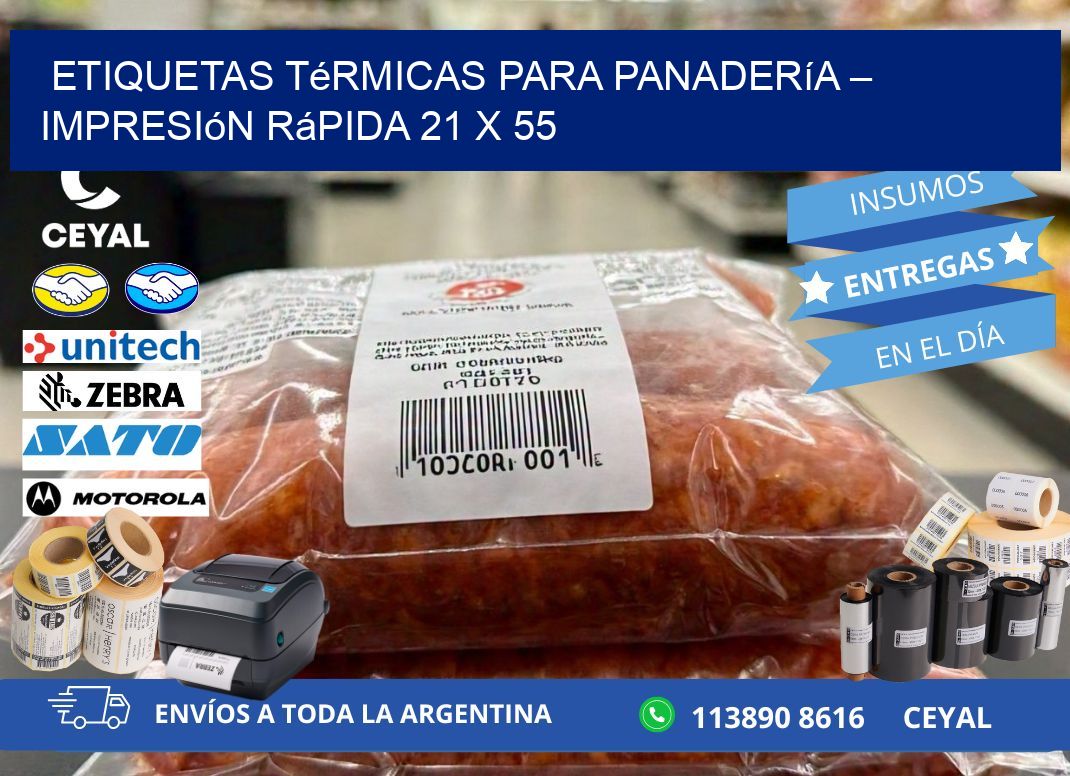 Etiquetas térmicas para panadería – Impresión rápida 21 x 55