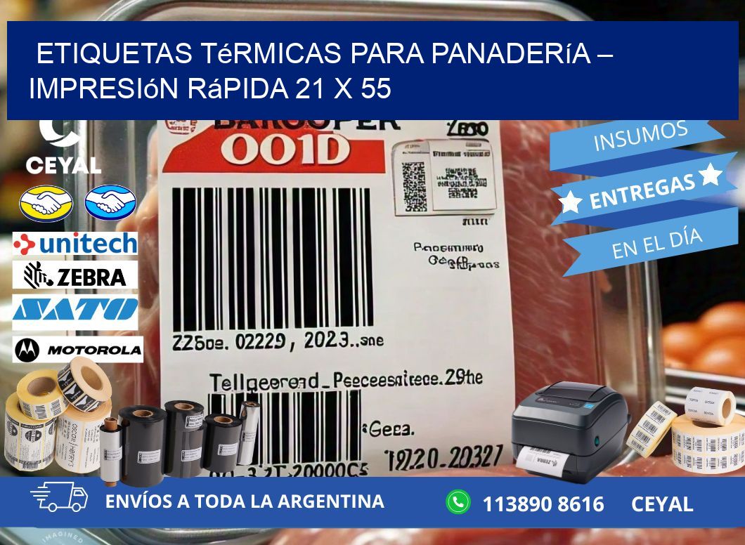 Etiquetas térmicas para panadería – Impresión rápida 21 x 55