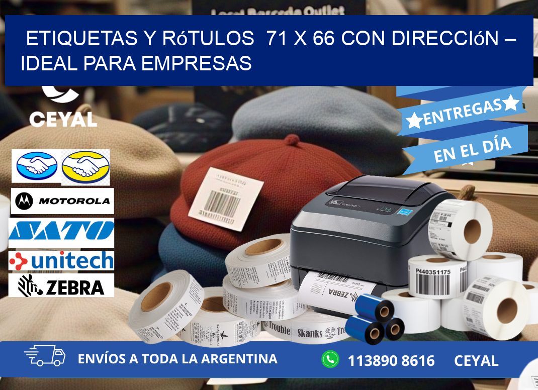 Etiquetas y Rótulos  71 x 66 con Dirección – Ideal para Empresas