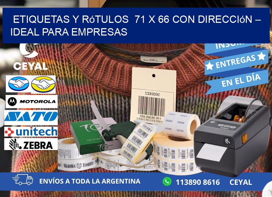 Etiquetas y Rótulos  71 x 66 con Dirección – Ideal para Empresas
