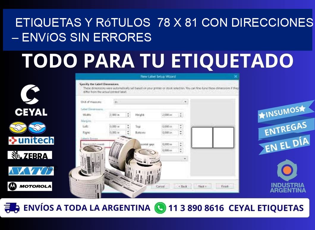 Etiquetas y Rótulos  78 x 81 con Direcciones – Envíos sin Errores