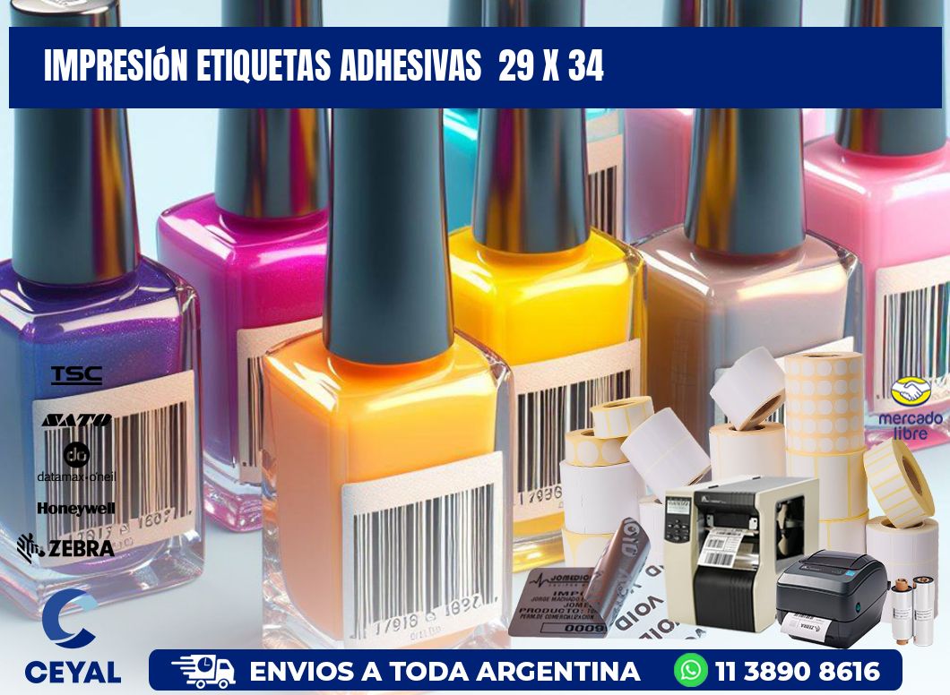 Impresión Etiquetas adhesivas  29 x 34