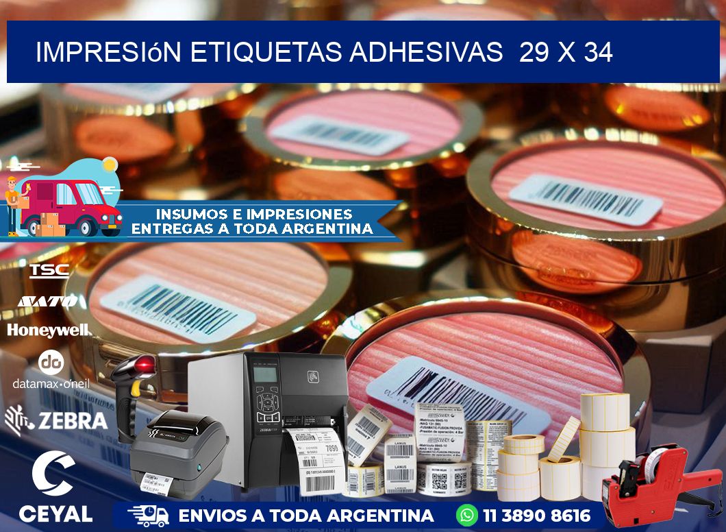 Impresión Etiquetas adhesivas  29 x 34