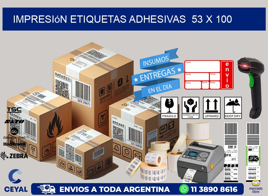 Impresión Etiquetas adhesivas  53 x 100