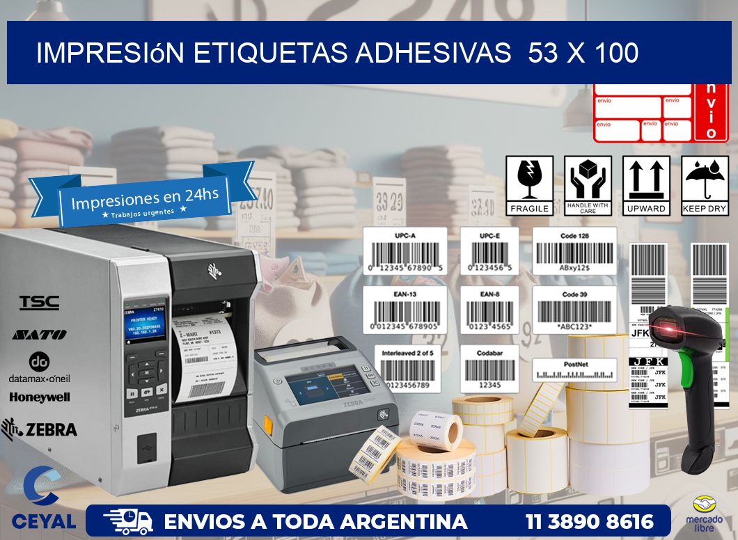 Impresión Etiquetas adhesivas  53 x 100