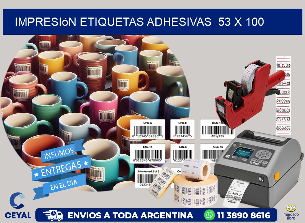Impresión Etiquetas adhesivas  53 x 100