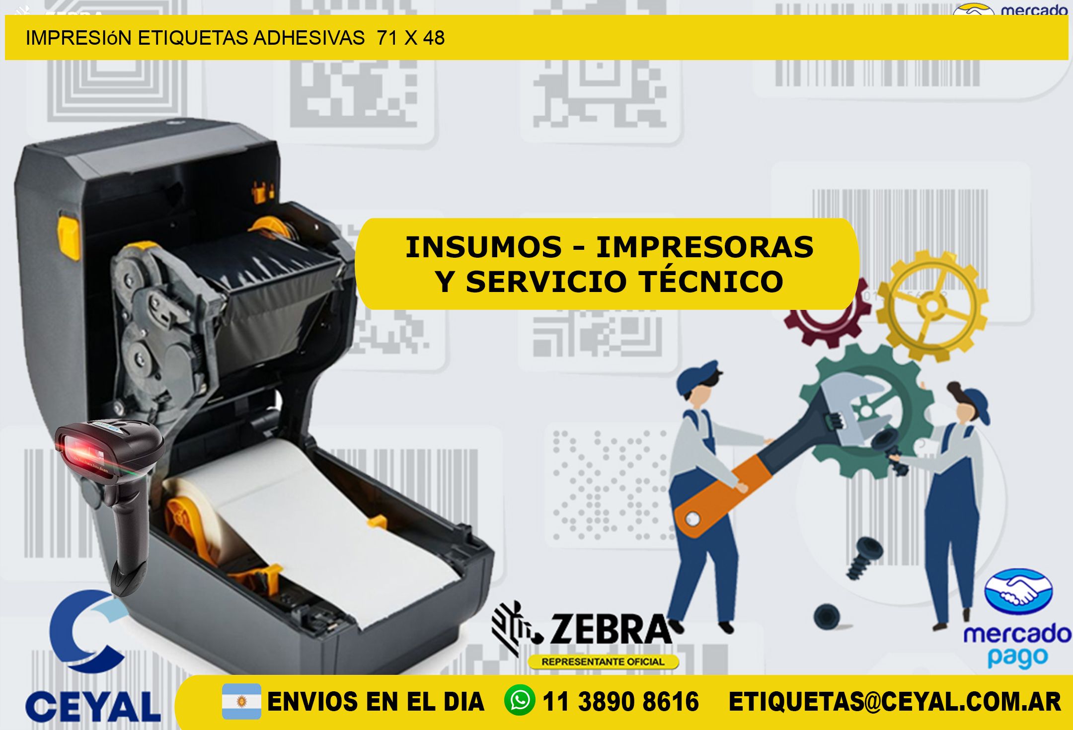 Impresión Etiquetas adhesivas  71 x 48