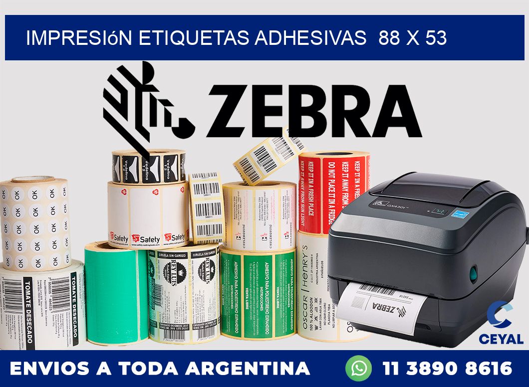 Impresión Etiquetas adhesivas  88 x 53