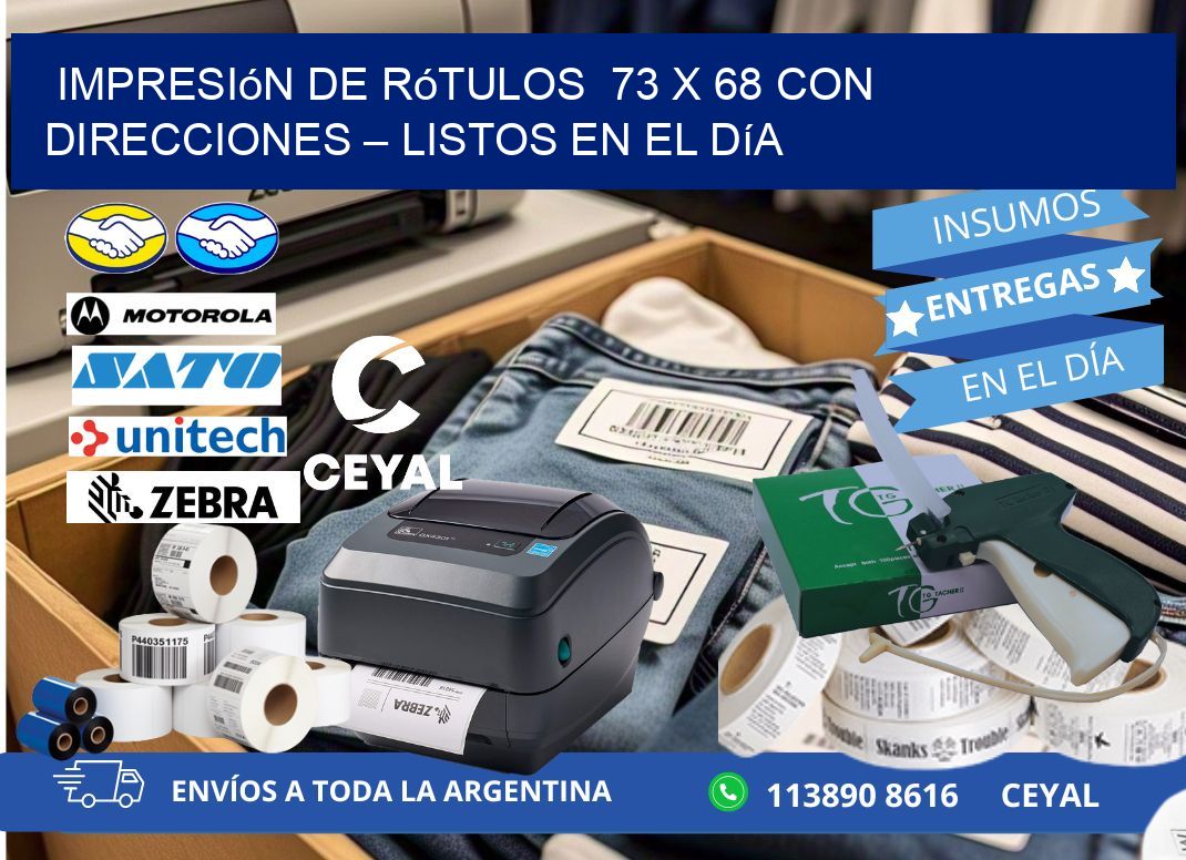 Impresión de Rótulos  73 x 68 con Direcciones – Listos en el Día