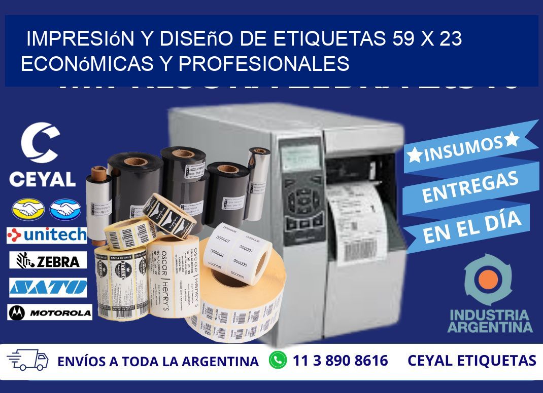 Impresión y Diseño de Etiquetas 59 x 23 Económicas y Profesionales