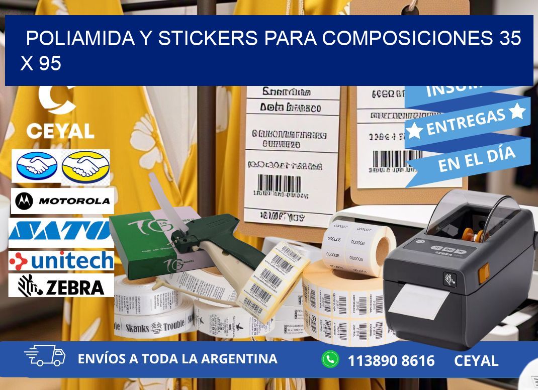 POLIAMIDA Y STICKERS PARA COMPOSICIONES 35 x 95