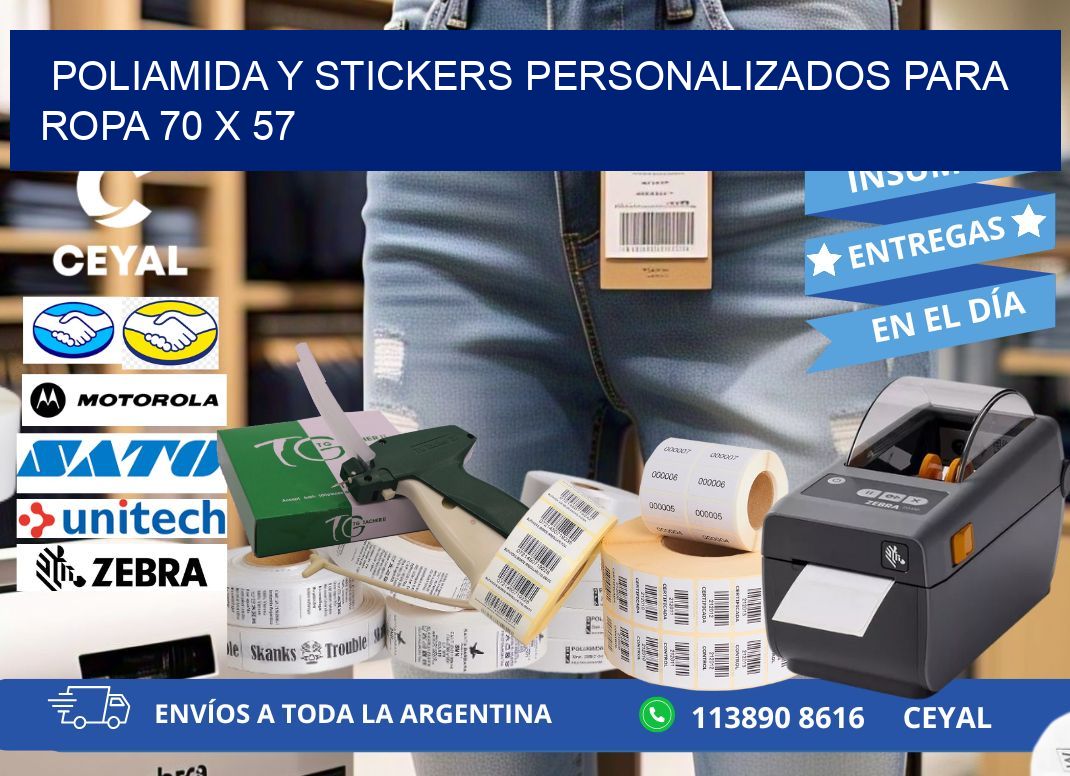 POLIAMIDA Y STICKERS PERSONALIZADOS PARA ROPA 70 x 57