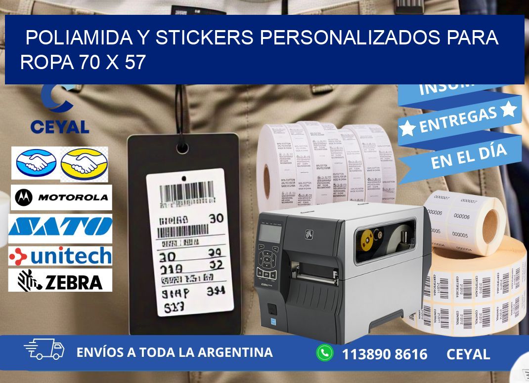 POLIAMIDA Y STICKERS PERSONALIZADOS PARA ROPA 70 x 57