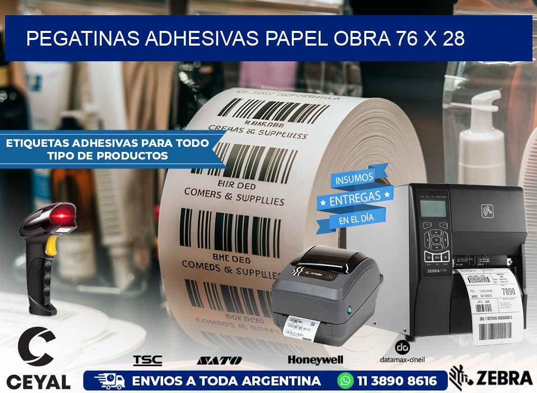 Pegatinas Adhesivas papel Obra 76 x 28