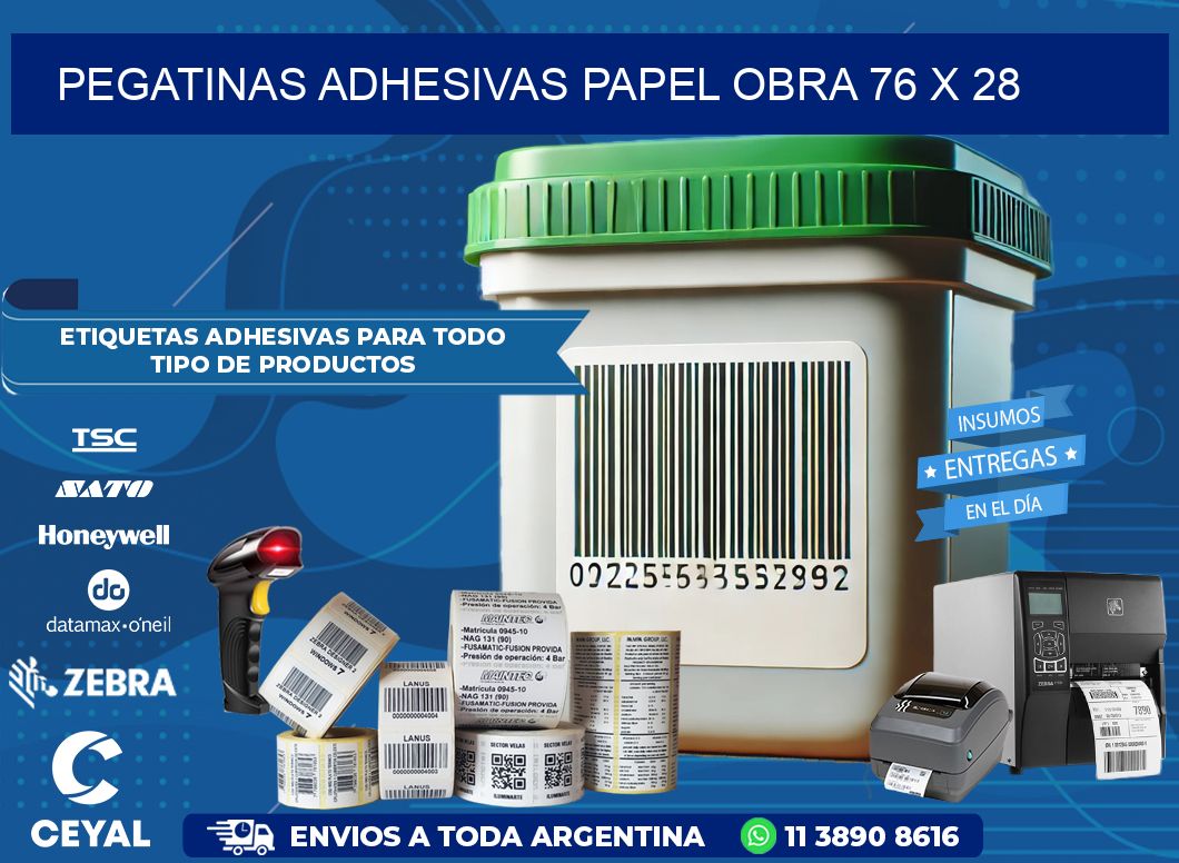 Pegatinas Adhesivas papel Obra 76 x 28