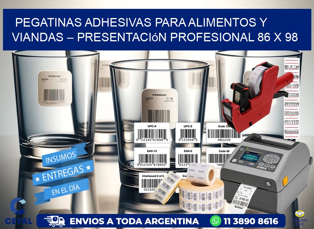 Pegatinas Adhesivas para Alimentos y Viandas – Presentación Profesional 86 x 98