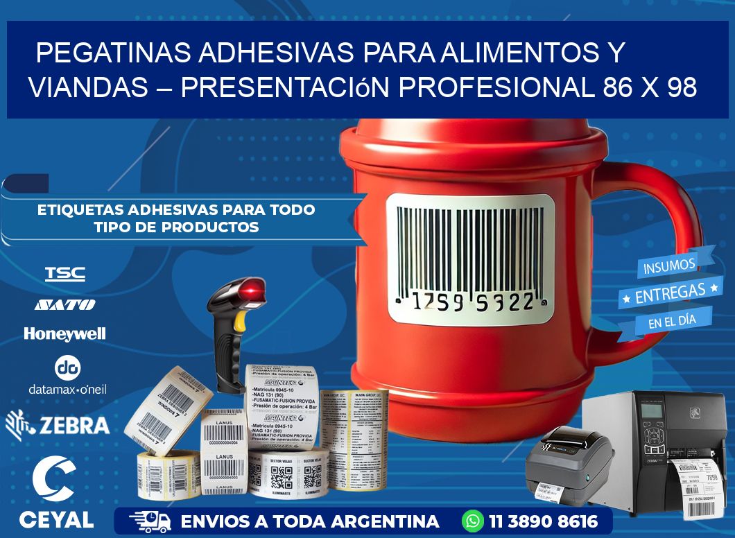 Pegatinas Adhesivas para Alimentos y Viandas – Presentación Profesional 86 x 98