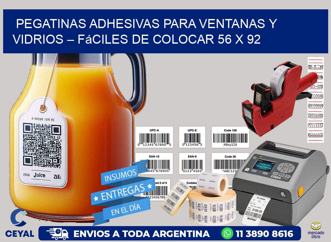 Pegatinas Adhesivas para Ventanas y Vidrios – Fáciles de Colocar 56 x 92