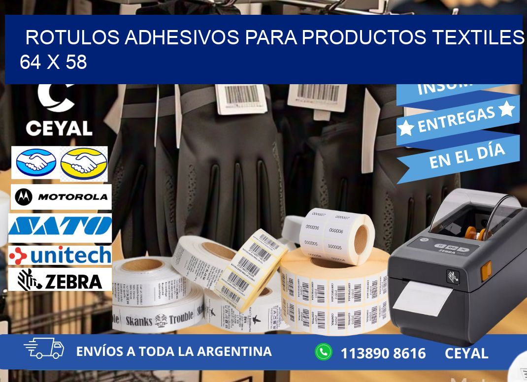ROTULOS ADHESIVOS PARA PRODUCTOS TEXTILES 64 x 58