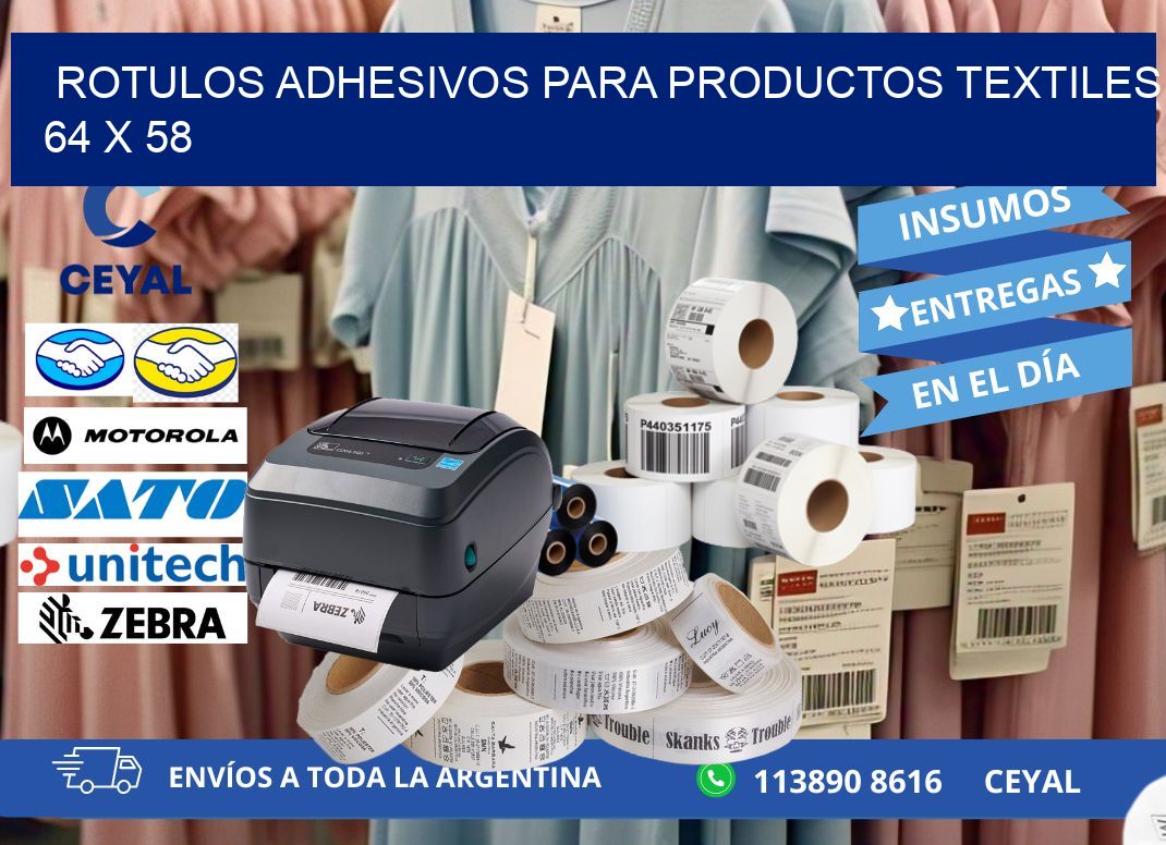 ROTULOS ADHESIVOS PARA PRODUCTOS TEXTILES 64 x 58