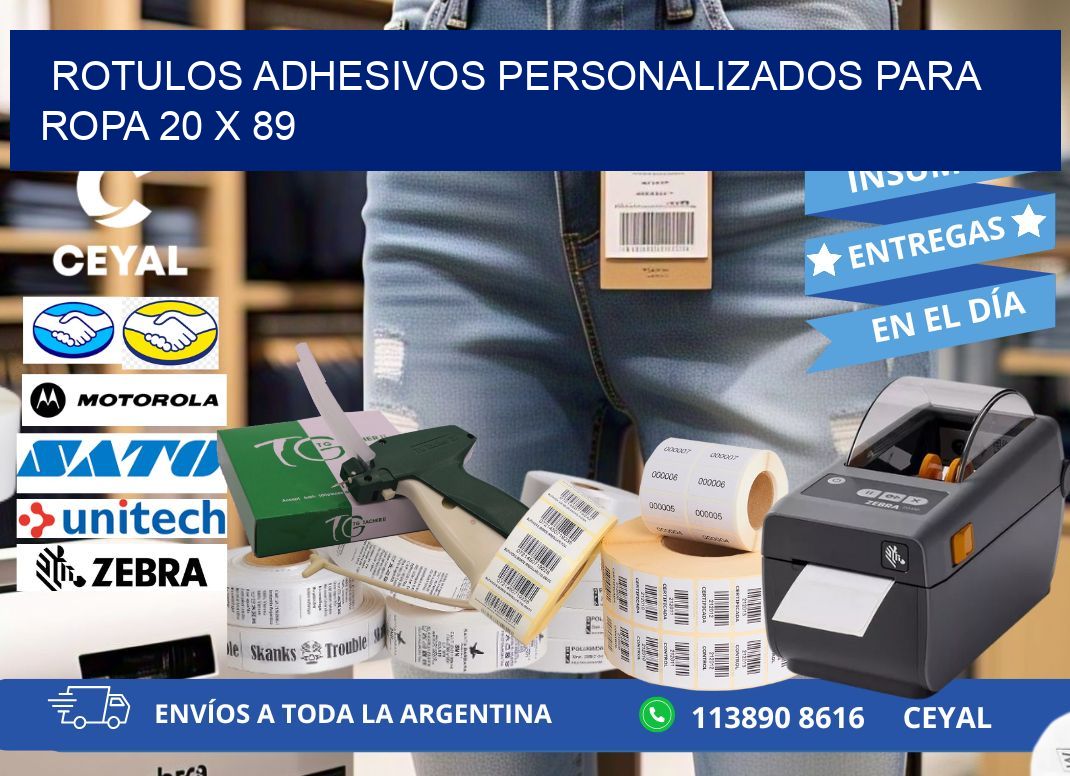 ROTULOS ADHESIVOS PERSONALIZADOS PARA ROPA 20 x 89
