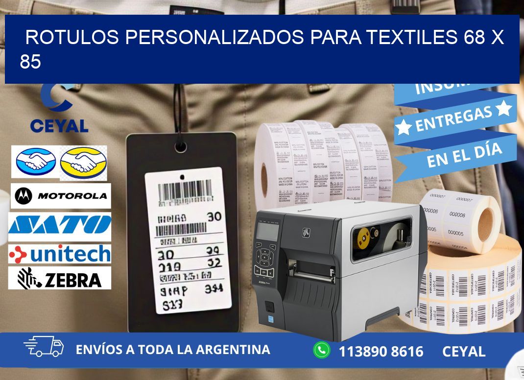 ROTULOS PERSONALIZADOS PARA TEXTILES 68 x 85
