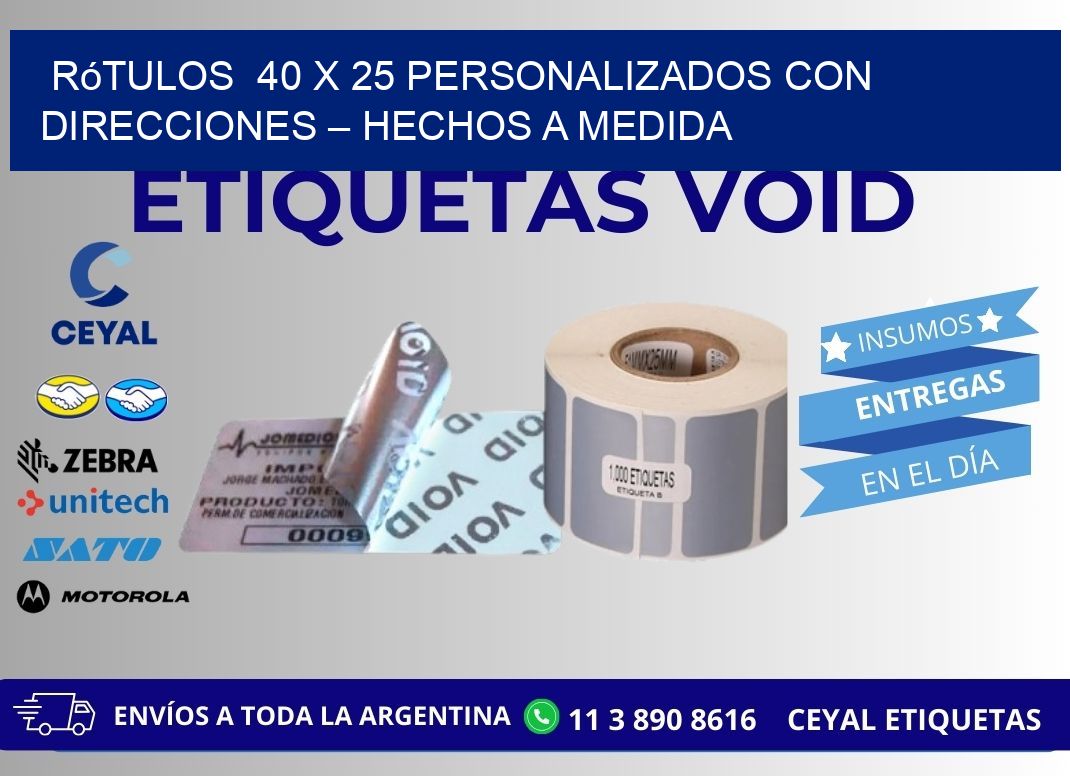 Rótulos  40 x 25 Personalizados con Direcciones – Hechos a Medida