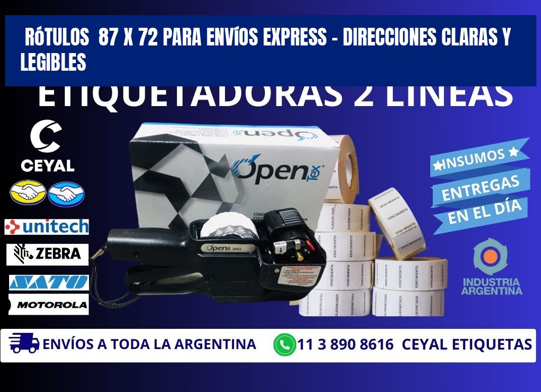 Rótulos  87 x 72 para Envíos Express – Direcciones Claras y Legibles