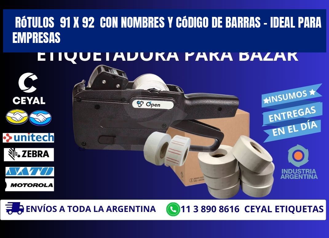 Rótulos  91 x 92  con Nombres y Código de Barras – Ideal para Empresas