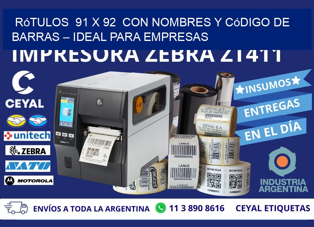 Rótulos  91 x 92  con Nombres y Código de Barras – Ideal para Empresas
