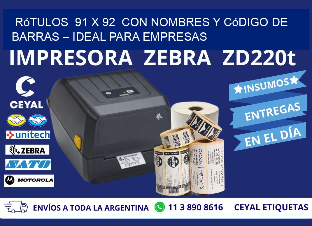 Rótulos  91 x 92  con Nombres y Código de Barras – Ideal para Empresas