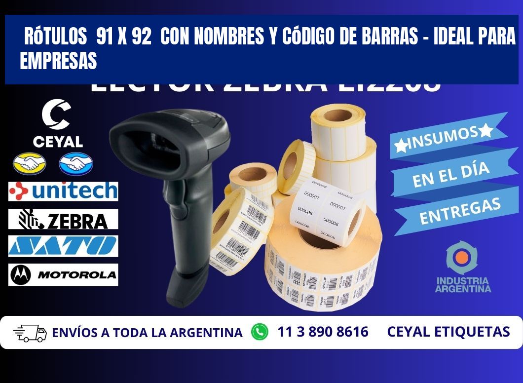 Rótulos  91 x 92  con Nombres y Código de Barras – Ideal para Empresas