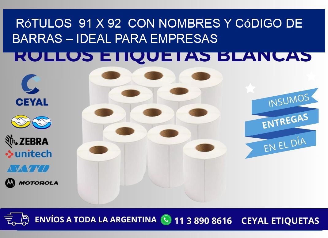 Rótulos  91 x 92  con Nombres y Código de Barras – Ideal para Empresas