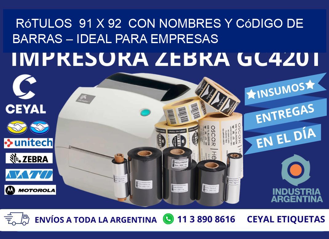 Rótulos  91 x 92  con Nombres y Código de Barras – Ideal para Empresas