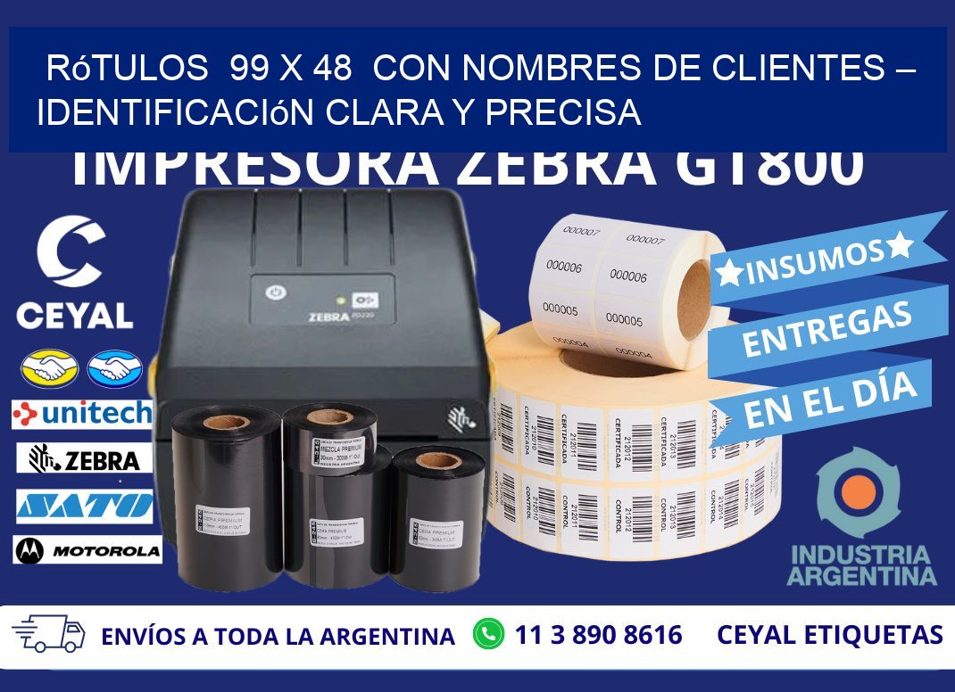 Rótulos  99 x 48  con Nombres de Clientes – Identificación Clara y Precisa