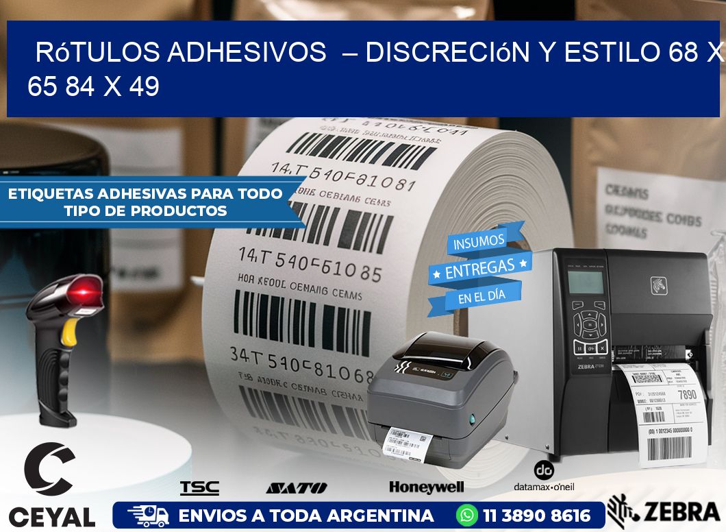 Rótulos Adhesivos  – Discreción y Estilo 68 x 65 84 x 49