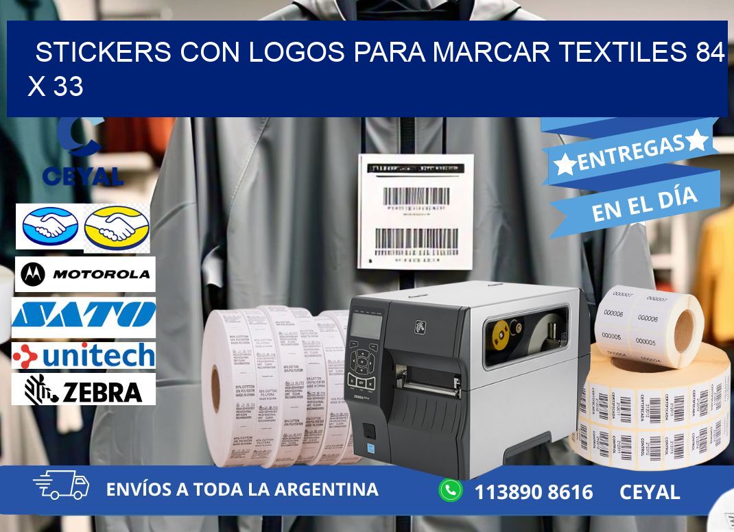 STICKERS CON LOGOS PARA MARCAR TEXTILES 84 x 33